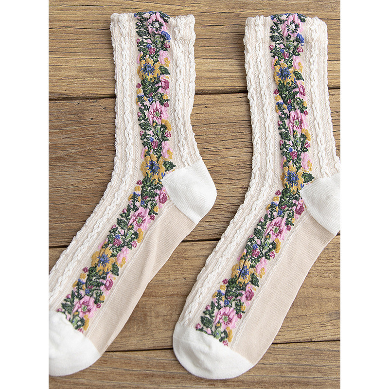 Vintage Floral Jacquard Cozy Socks