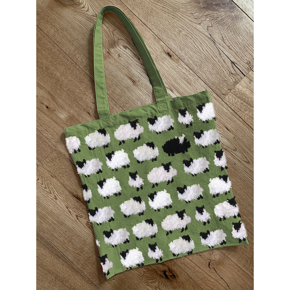 Vintage Fuzzy Sheep Fleece Pattern Tote Bag