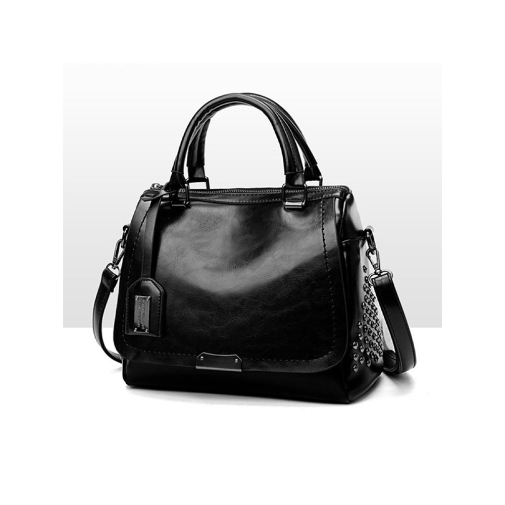 Vintage Leather Rivet Deco Handbag
