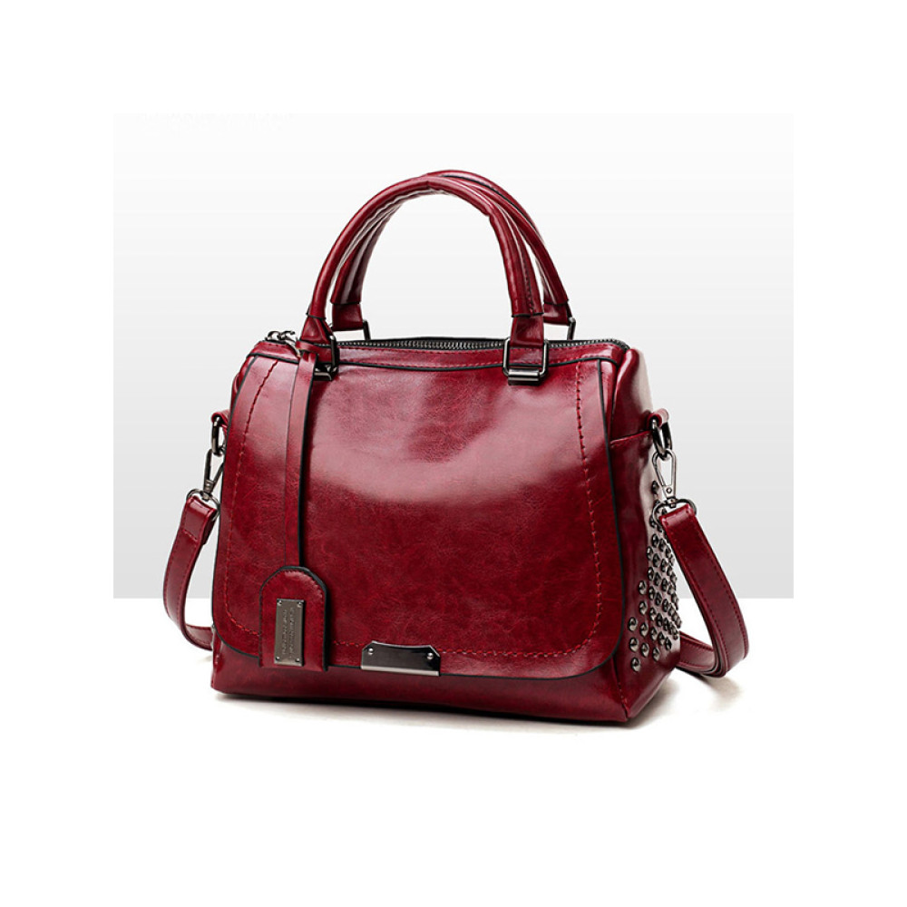 Vintage Leather Rivet Deco Handbag