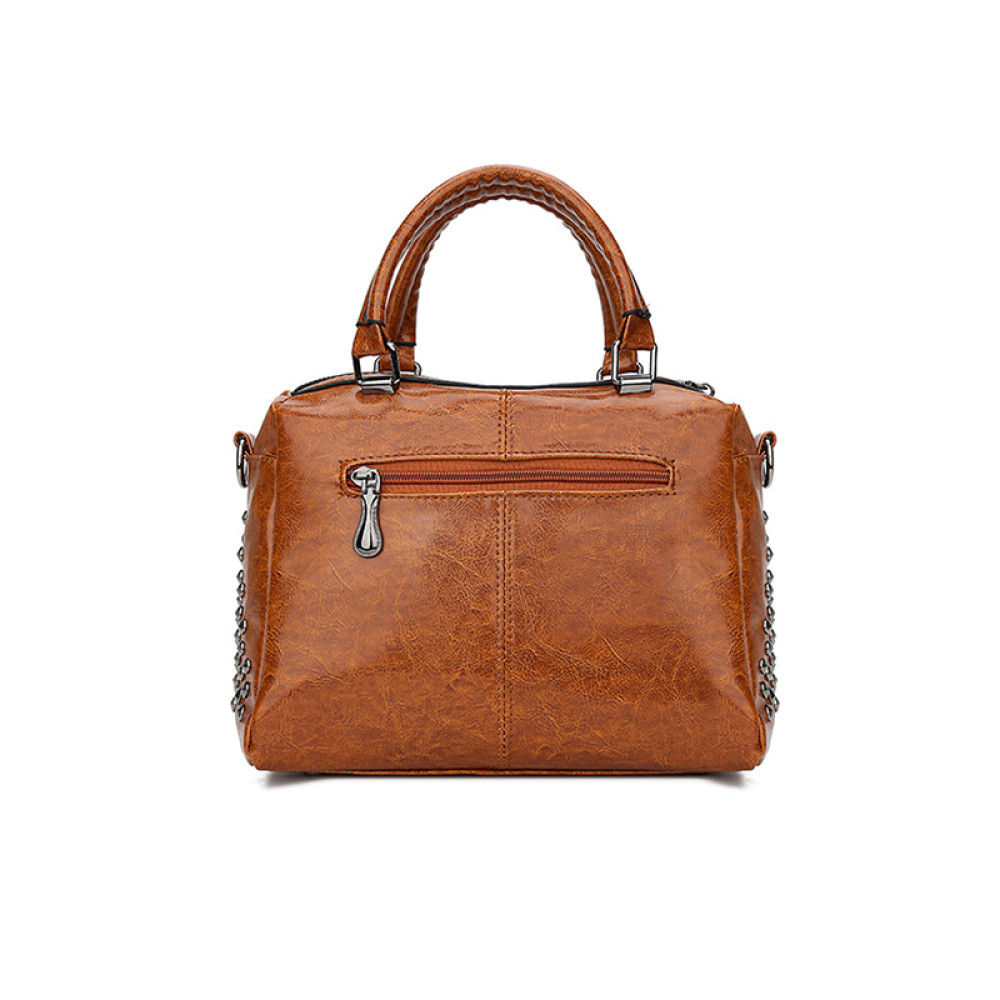 Vintage Leather Rivet Deco Handbag