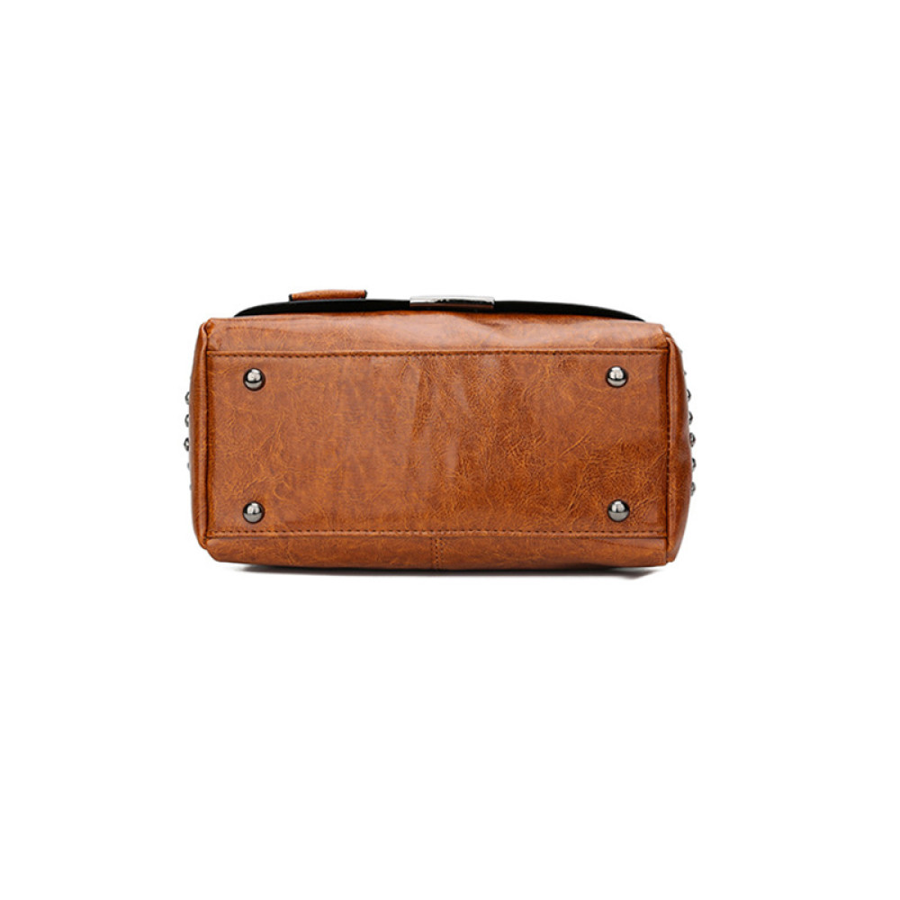 Vintage Leather Rivet Deco Handbag