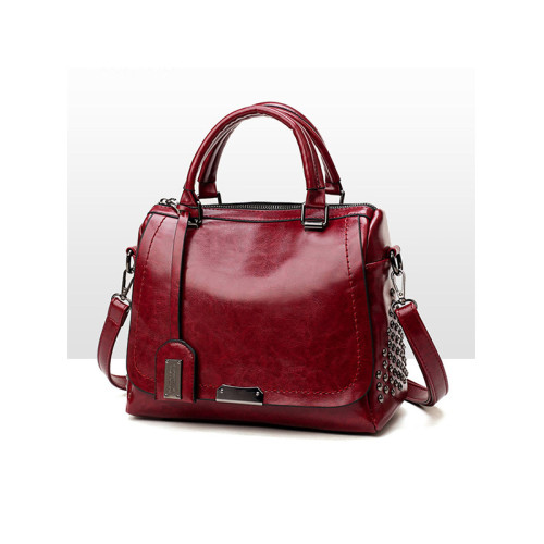 Vintage Leather Rivet Deco Handbag