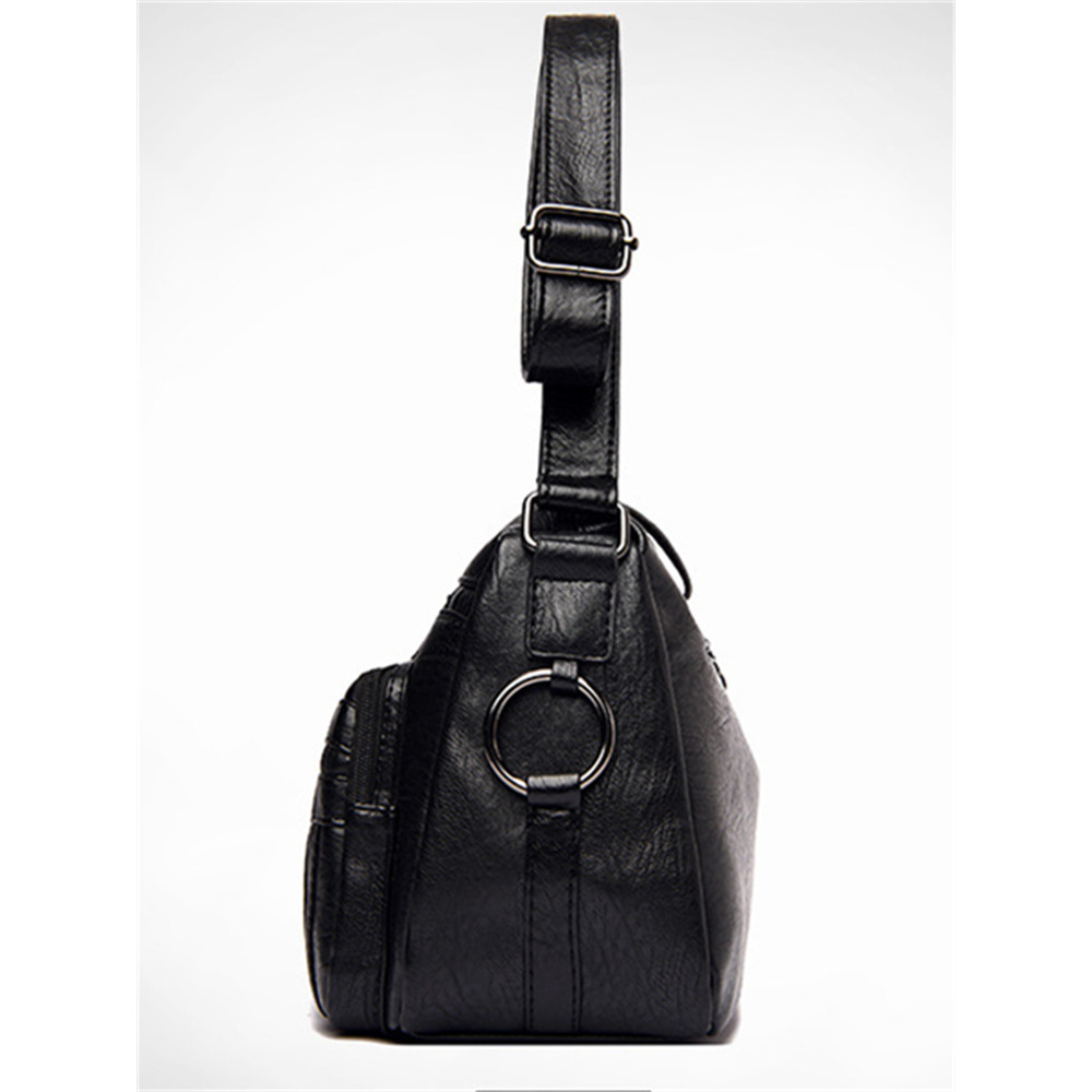 Vintage Leather Striped Patch Crossbody Bag