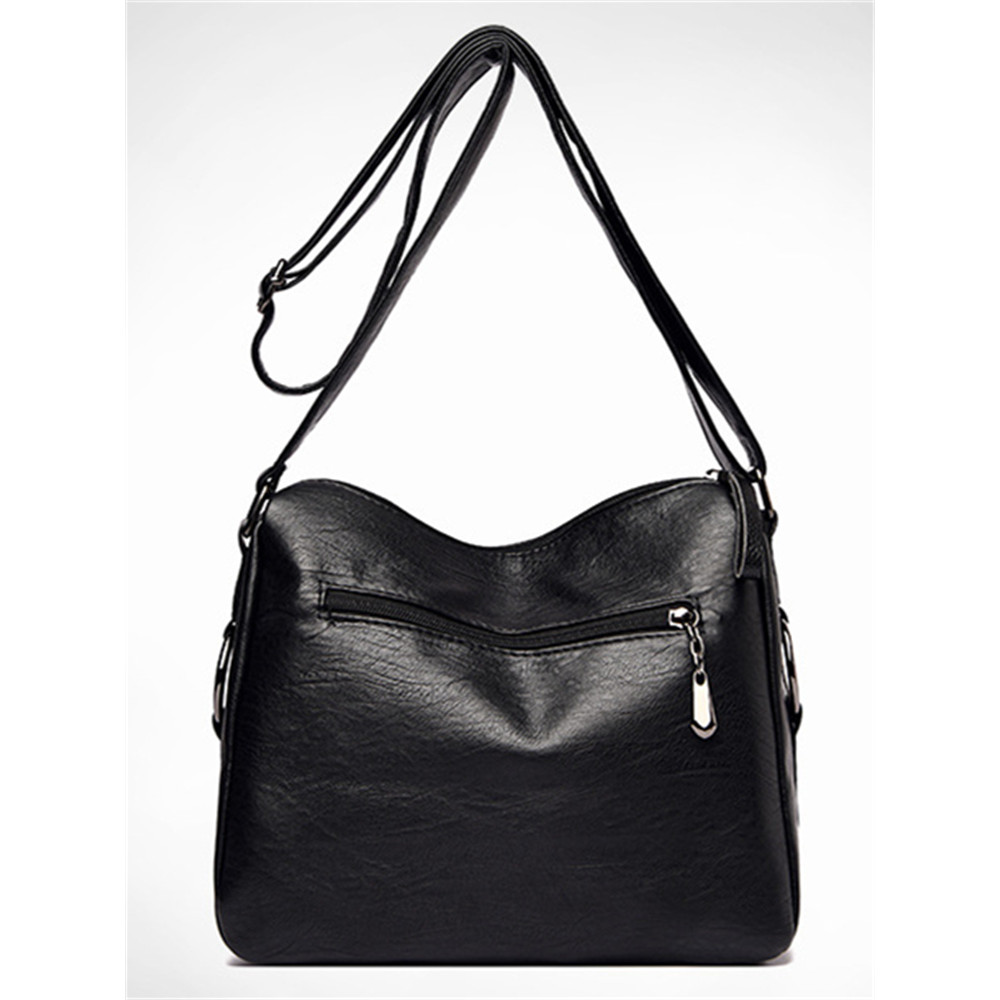 Vintage Leather Striped Patch Crossbody Bag