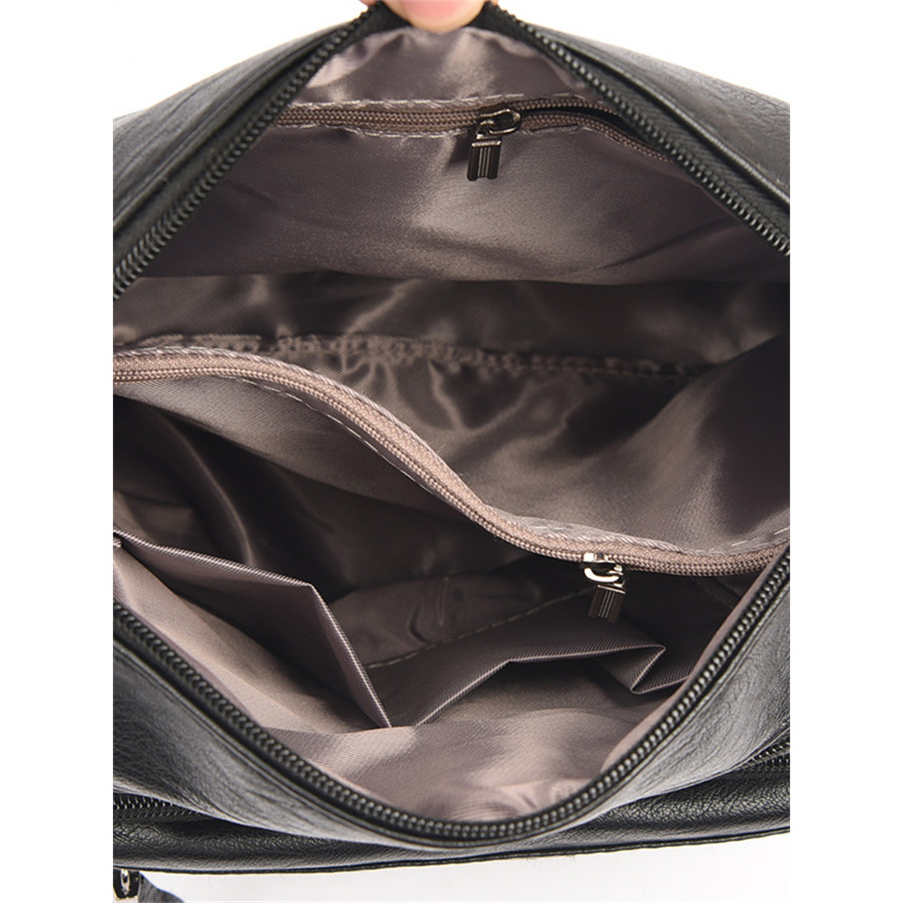 Vintage Leather Striped Patch Crossbody Bag