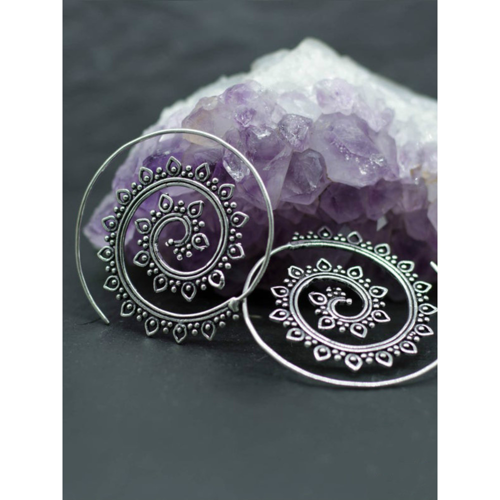 Vintage Mandala Inspired Spiral Earrings