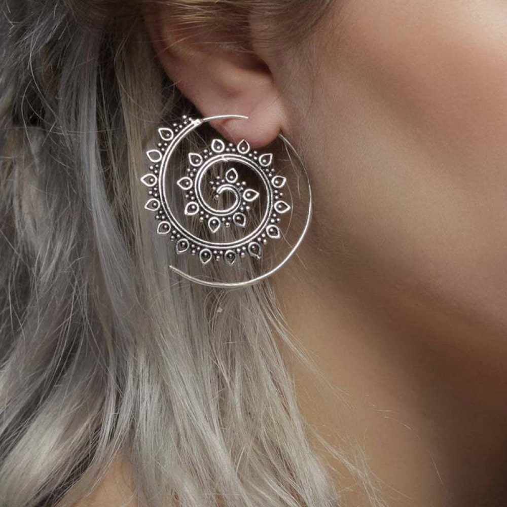 Vintage Mandala Inspired Spiral Earrings