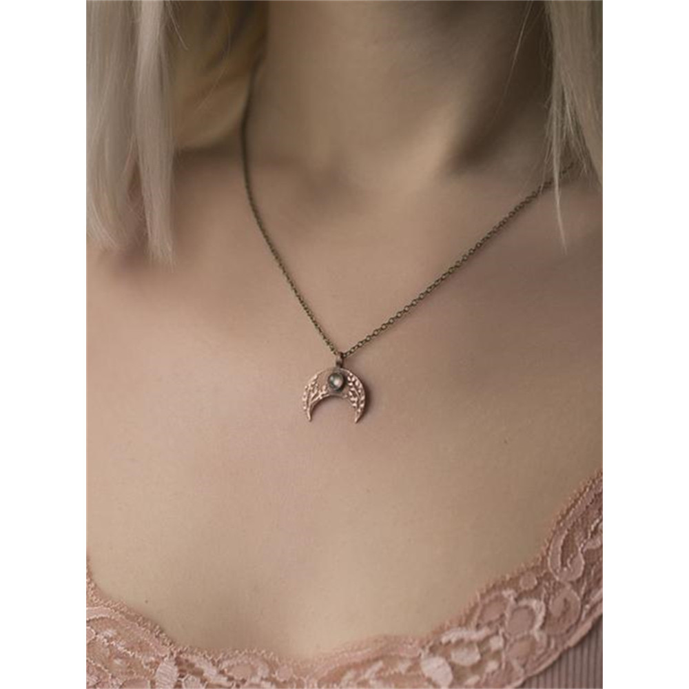 Vintage Moon Carved Natural Stone Necklace