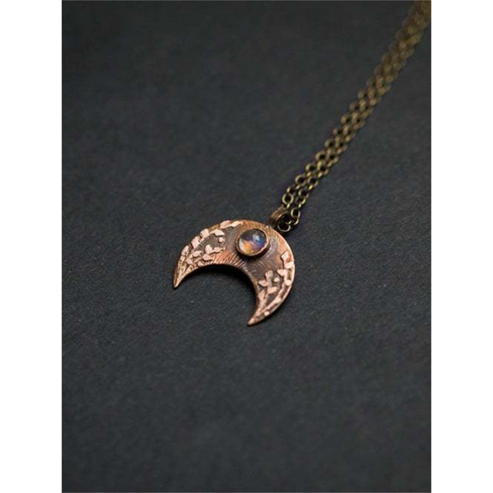 Vintage Moon Carved Natural Stone Necklace
