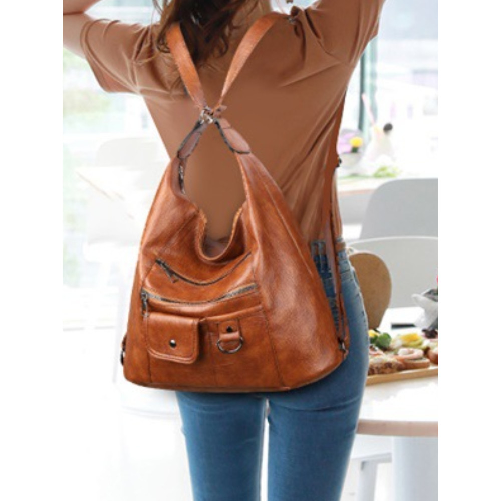 Vintage Multi Pocket Soft Leather Bag