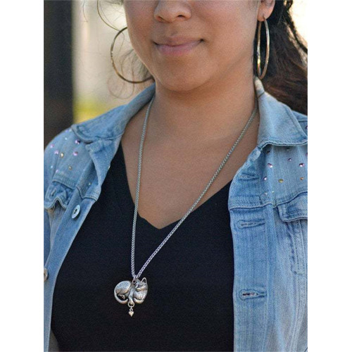 Vintage Mystery Cat Pendant Necklace