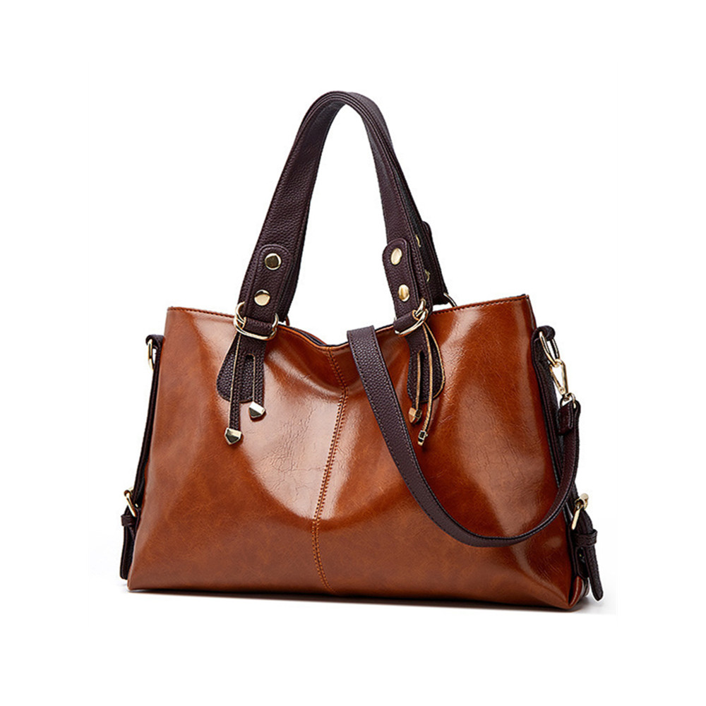 Vintage Oiled Leather Big Utility Tote Bag