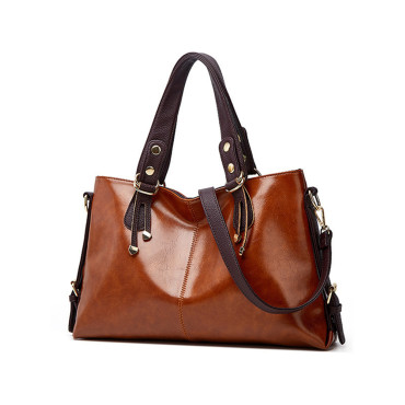 Vintage Oiled Leather Big Utility Tote Bag