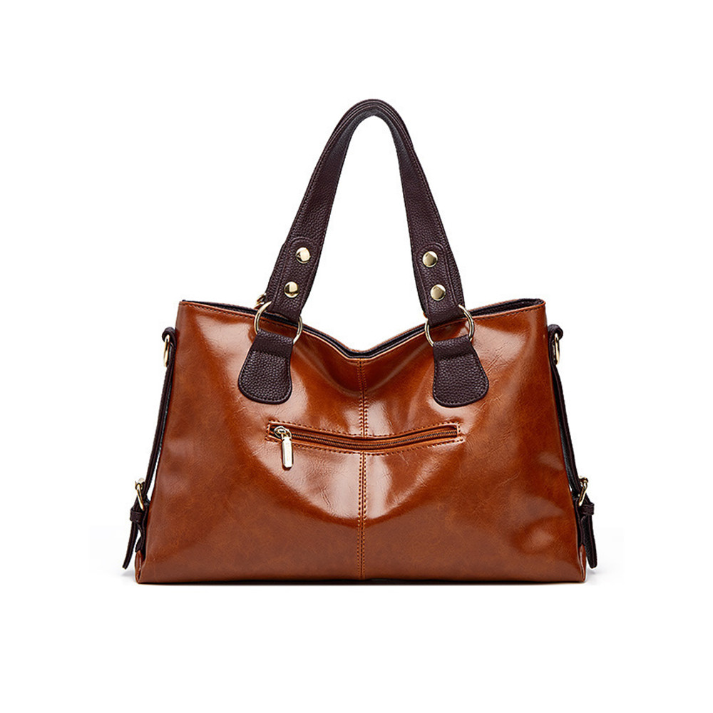Vintage Oiled Leather Big Utility Tote Bag