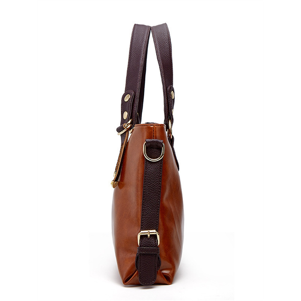 Vintage Oiled Leather Big Utility Tote Bag