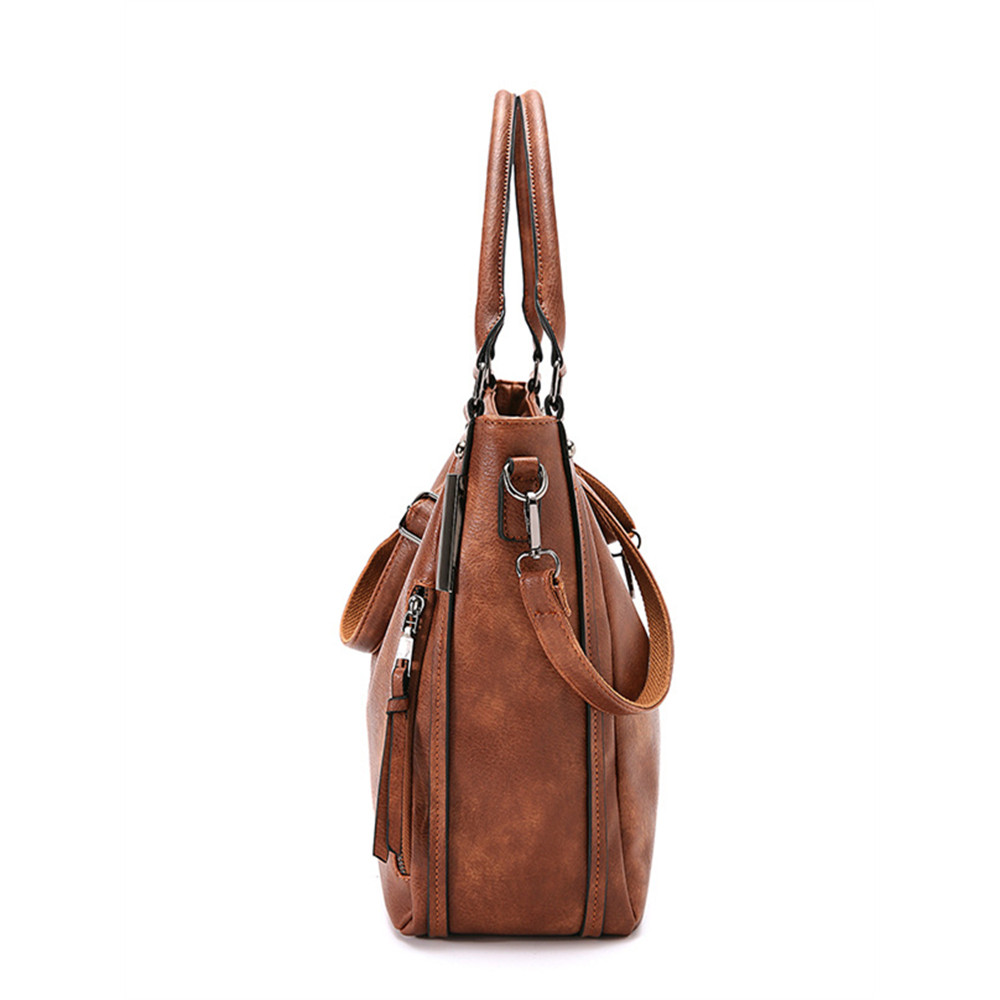 Vintage Oiled Leather Utility Shoulder Crossbody Bag