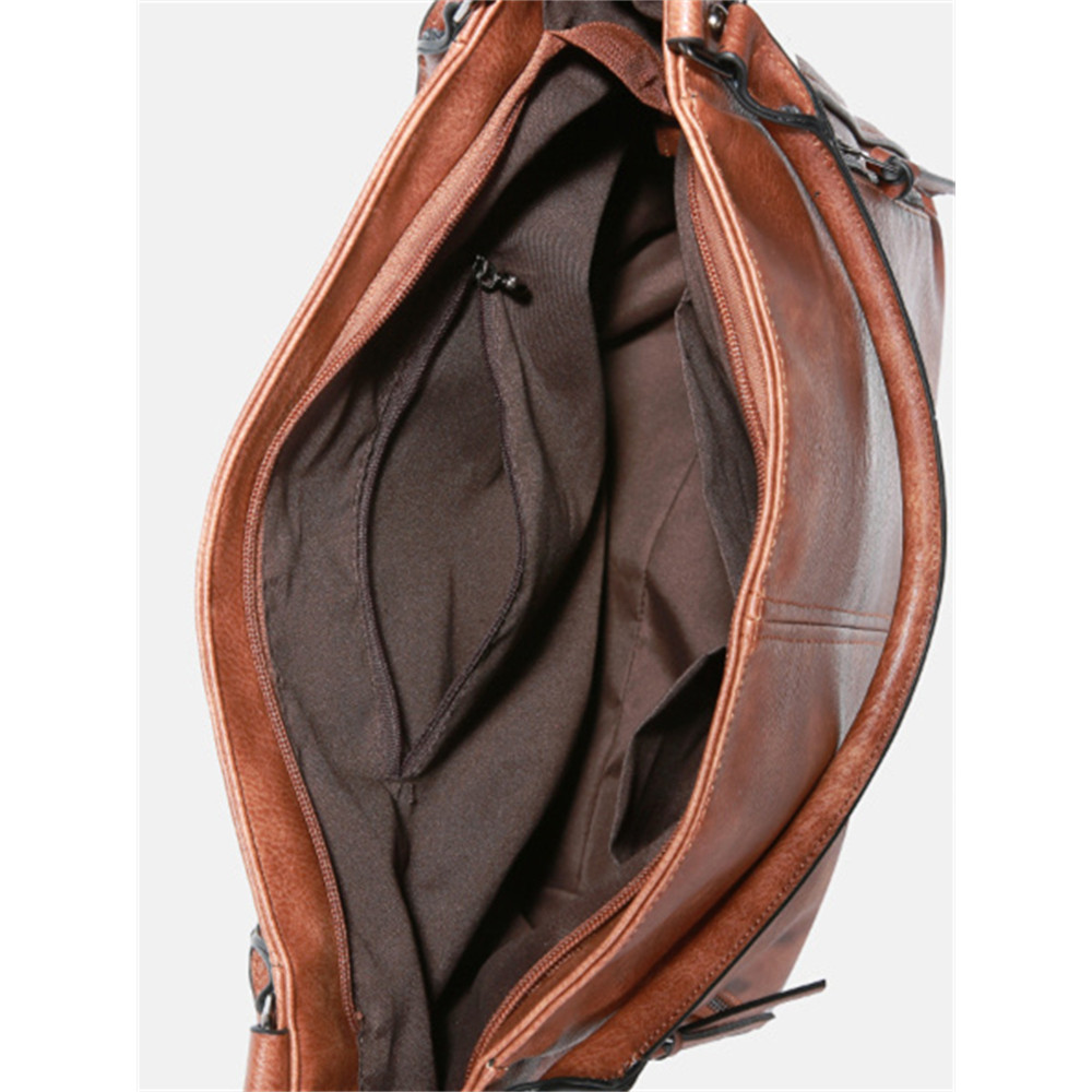 Vintage Oiled Leather Utility Shoulder Crossbody Bag