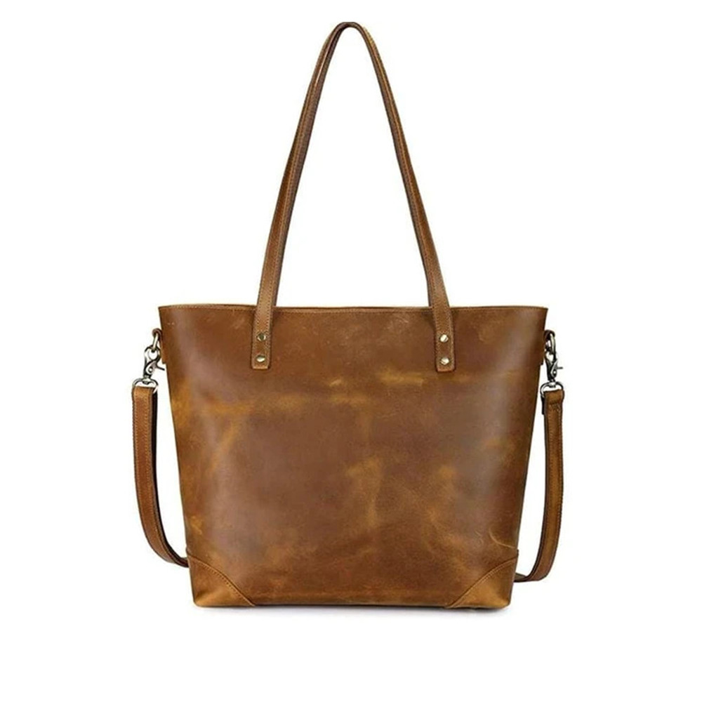Vintage Oiled Leather Utility Travel Tote Bag