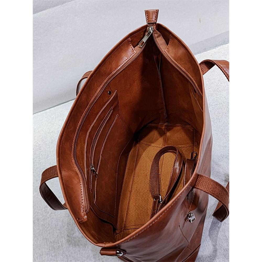 Vintage Oiled Leather Utility Travel Tote Bag