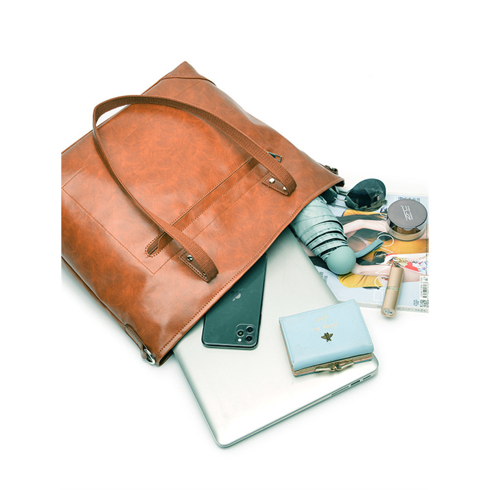 Vintage Oiled Leather Utility Travel Tote Bag