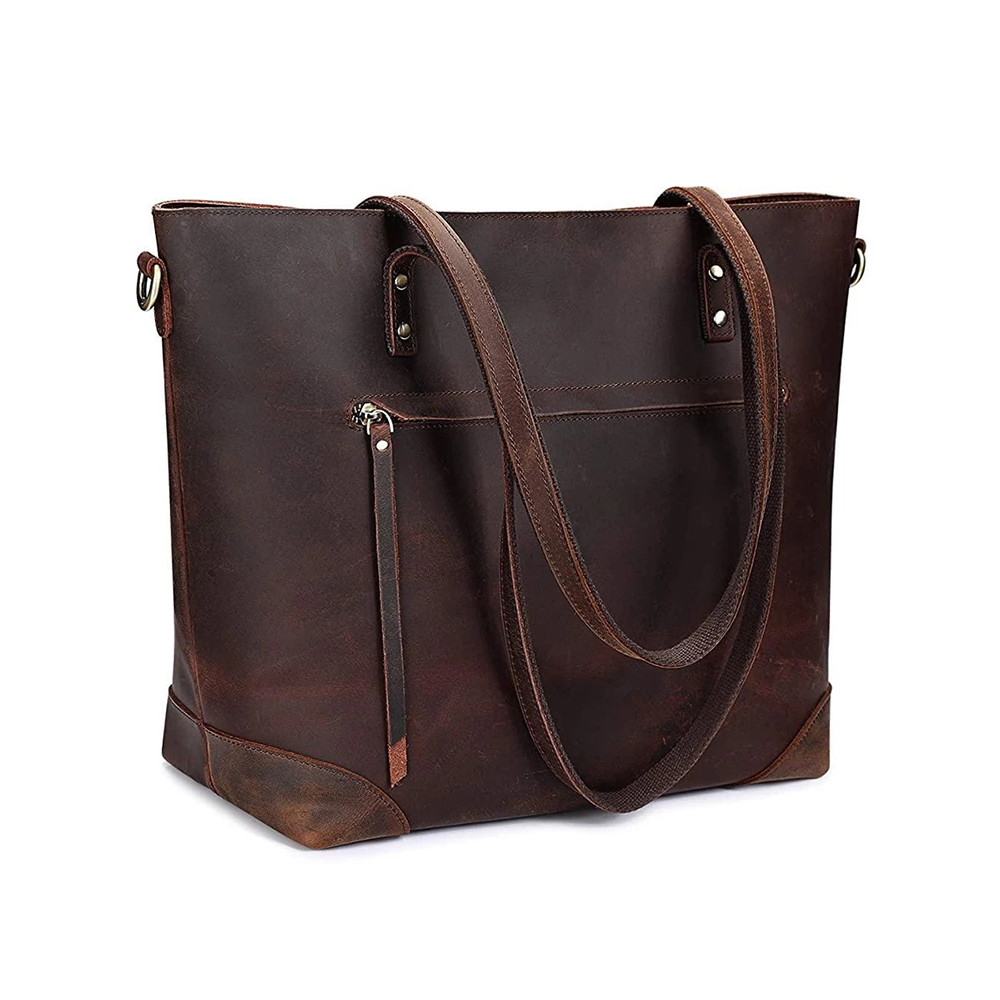 Vintage Oiled Leather Utility Travel Tote Bag