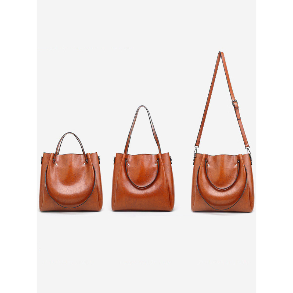 Vintage Pleated Studded Functional Tote Bag