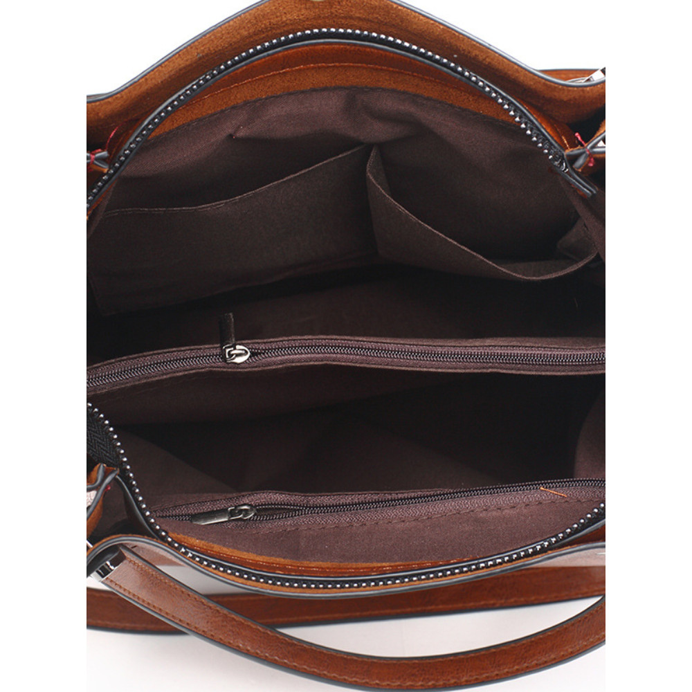 Vintage Pleated Studded Functional Tote Bag