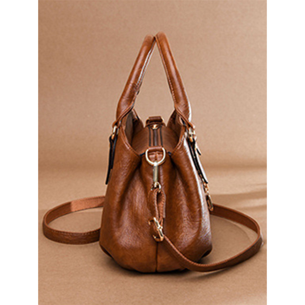 Vintage Pleated Utility Handbag Crossbody Bag