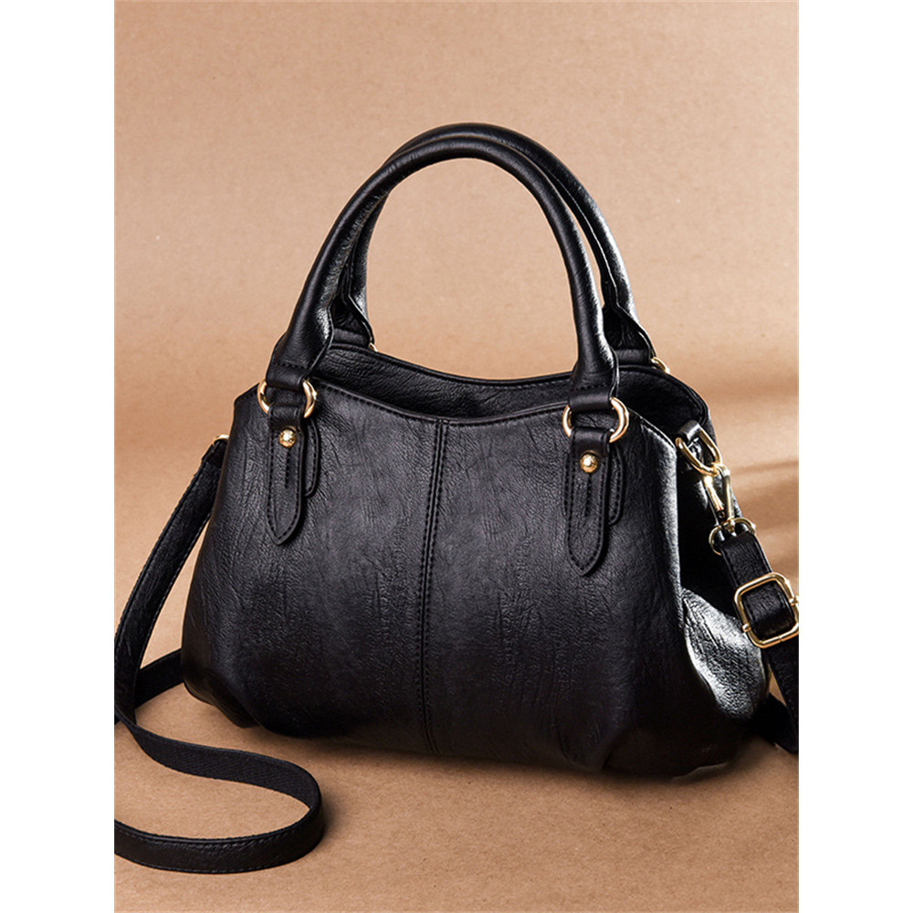 Vintage Pleated Utility Handbag Crossbody Bag