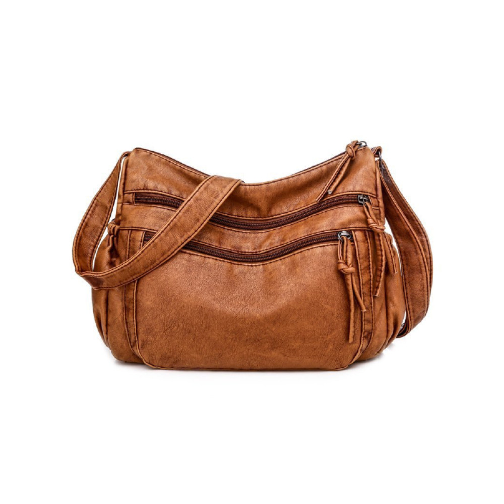 Vintage Pleated Washed Leather Bag