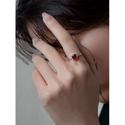 Vintage Ruby Women's Sterling Silver Ring