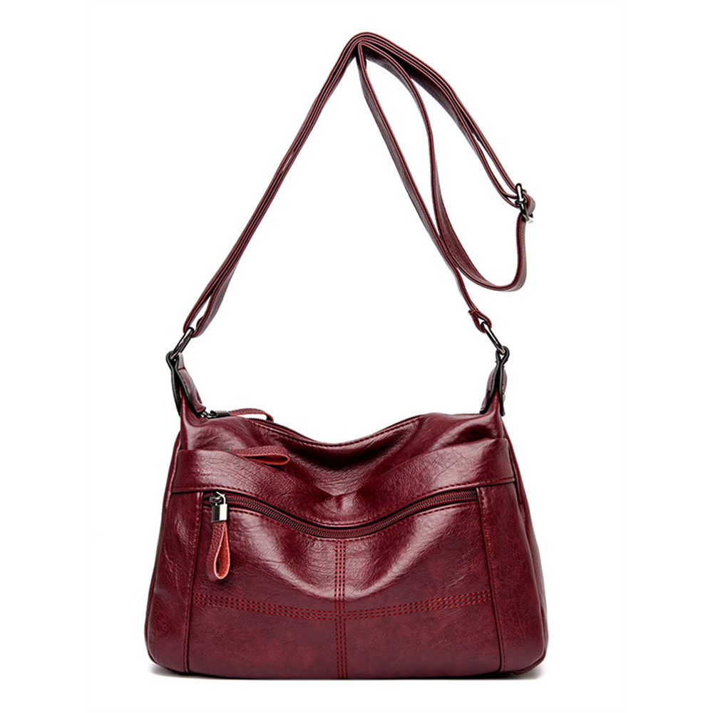 Vintage Seamed Soft Leather Crossbody Bag