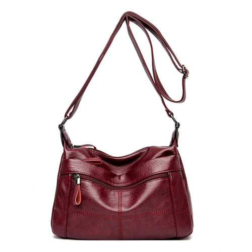 Vintage Seamed Soft Leather Crossbody Bag