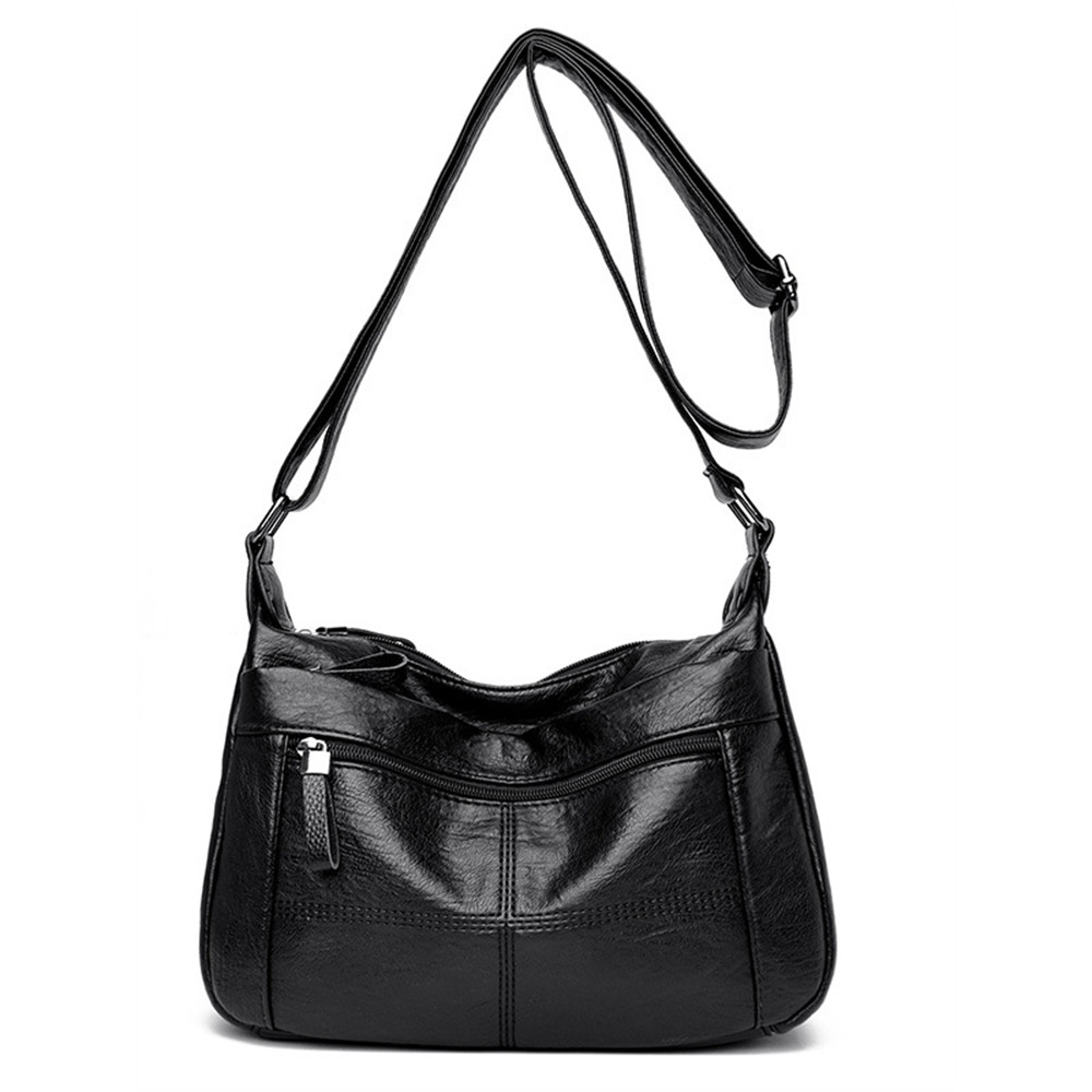 Vintage Seamed Soft Leather Crossbody Bag