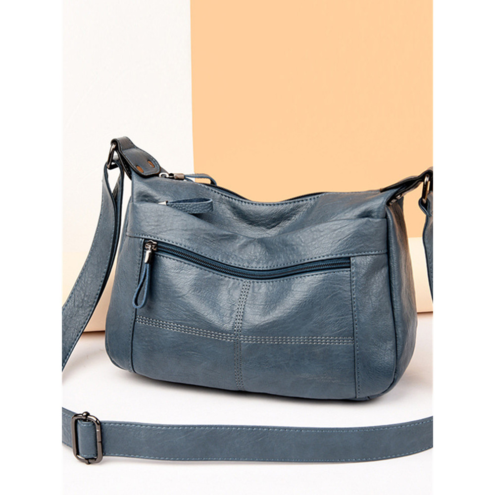 Vintage Seamed Soft Leather Crossbody Bag