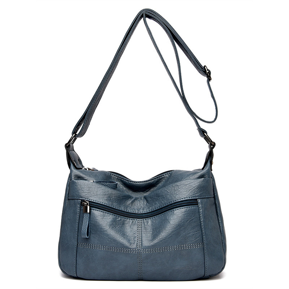 Vintage Seamed Soft Leather Crossbody Bag