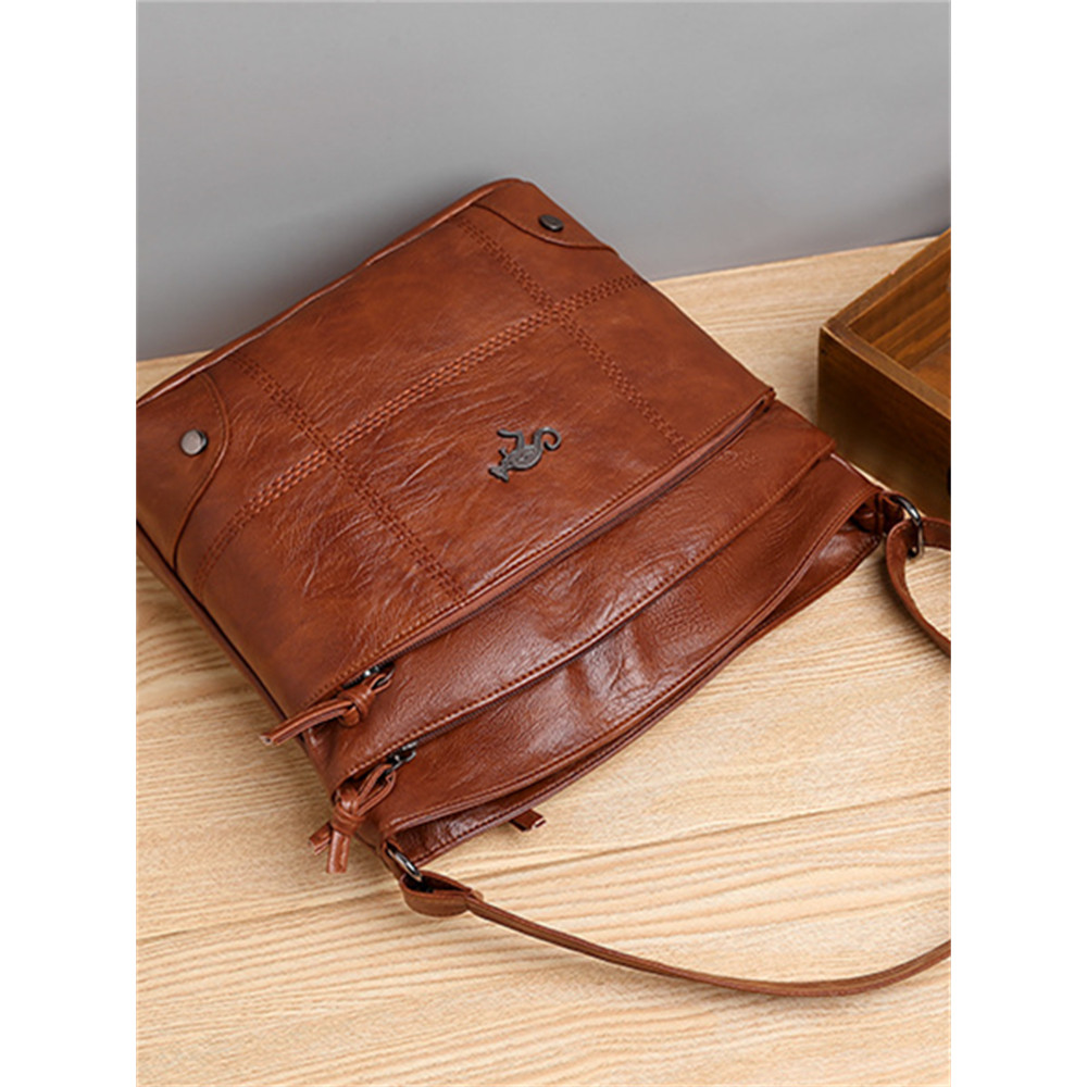 Vintage Seamed Utility Crossbody Bag
