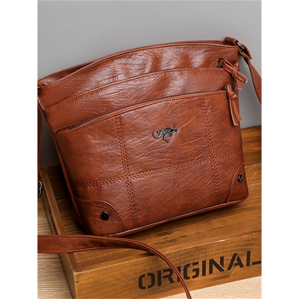 Vintage Seamed Utility Crossbody Bag