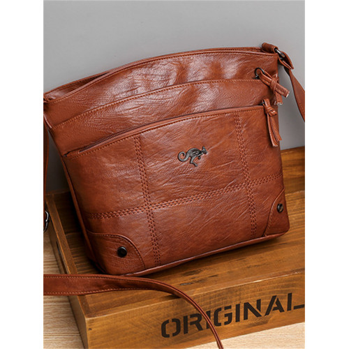 Vintage Seamed Utility Crossbody Bag