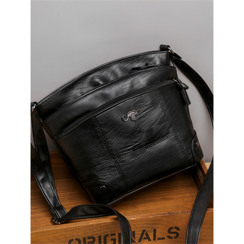 Vintage Seamed Utility Crossbody Bag