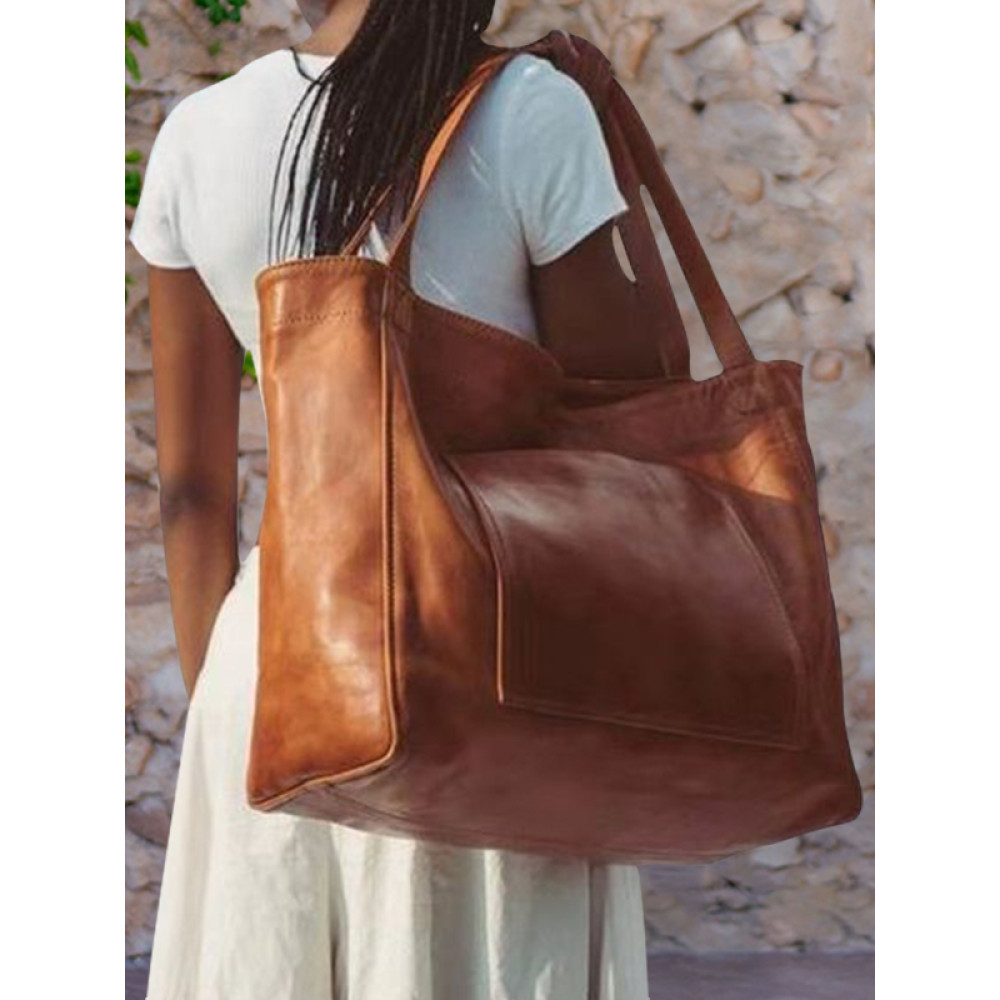 Vintage Soft Leather Big Tote Bag