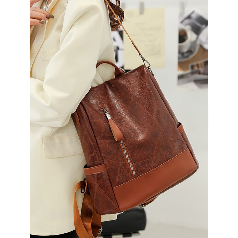Vintage Soft Leather Outdoor Utility Backpack