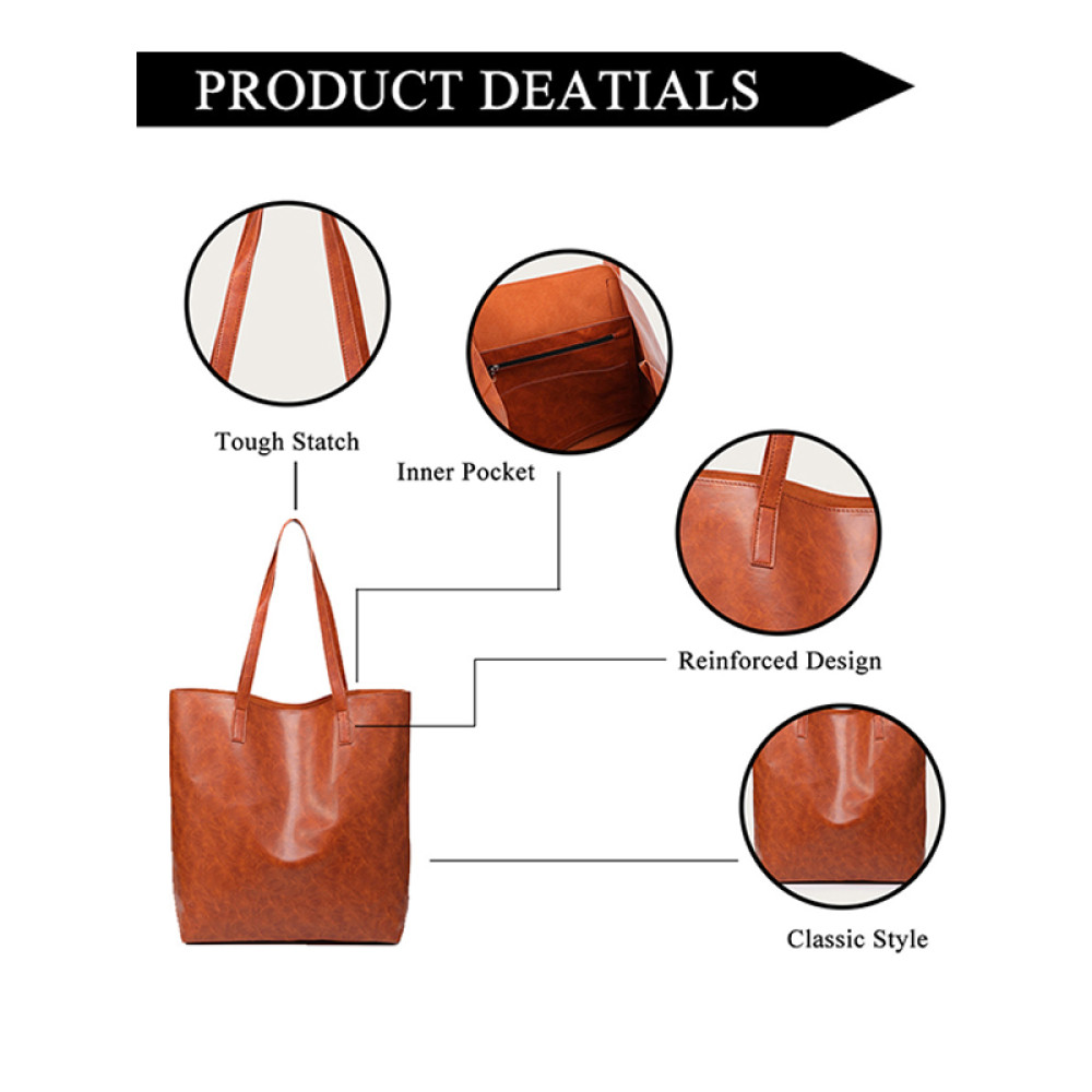 Vintage Soft Leather Tote Large Capacity Shoulder Tote