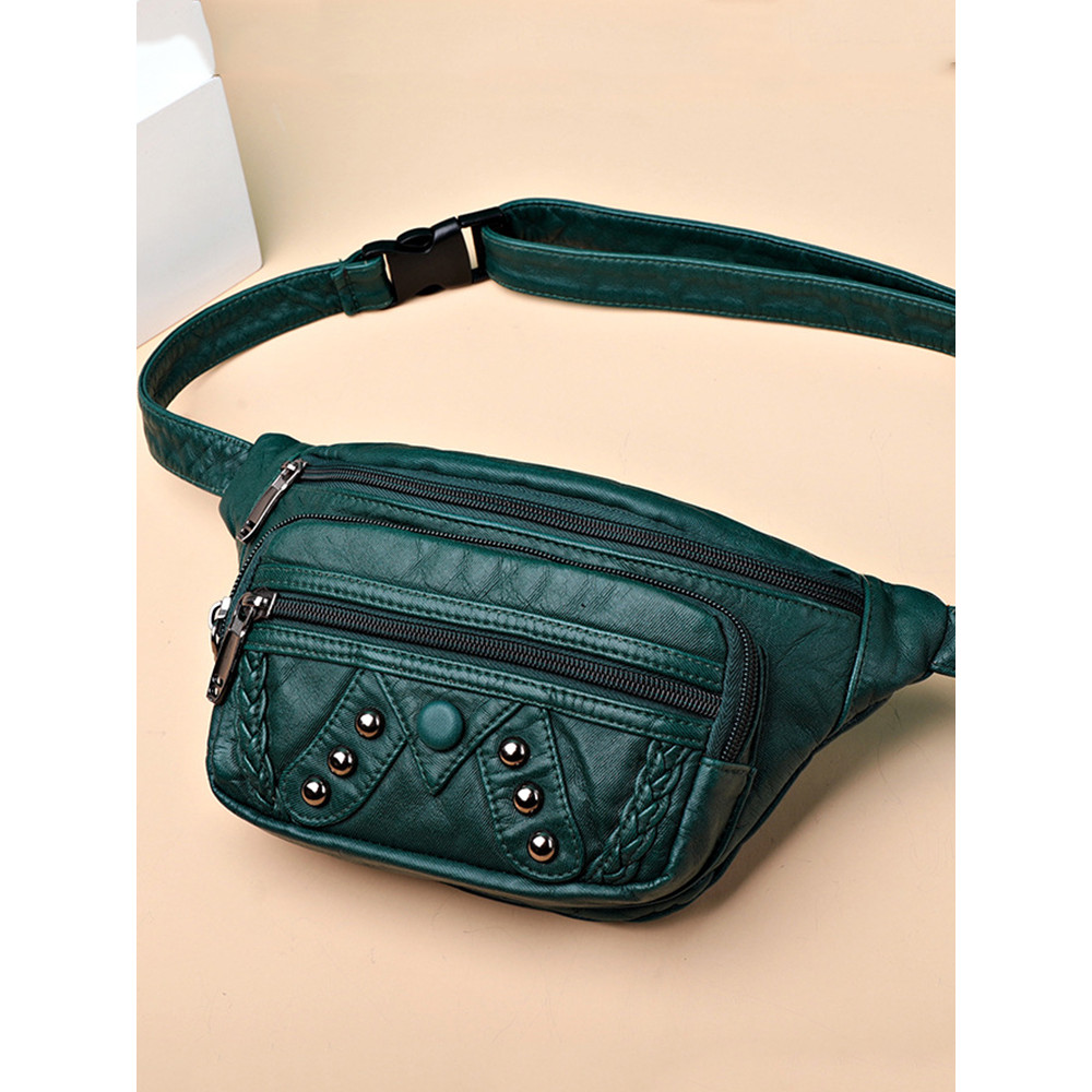 Vintage Studded Braid Details Shoulder Waist Bag