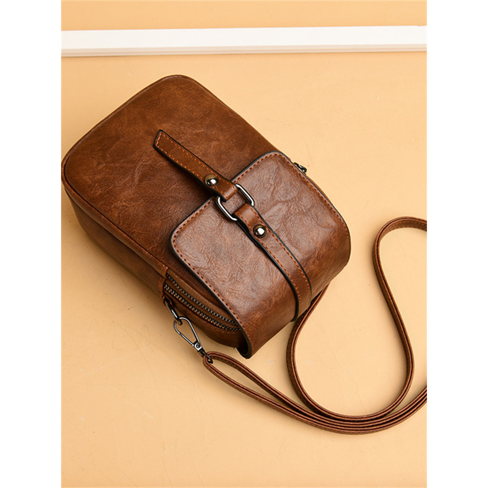 Vintage Studded Buckle Flap Mini Crossbody Bag