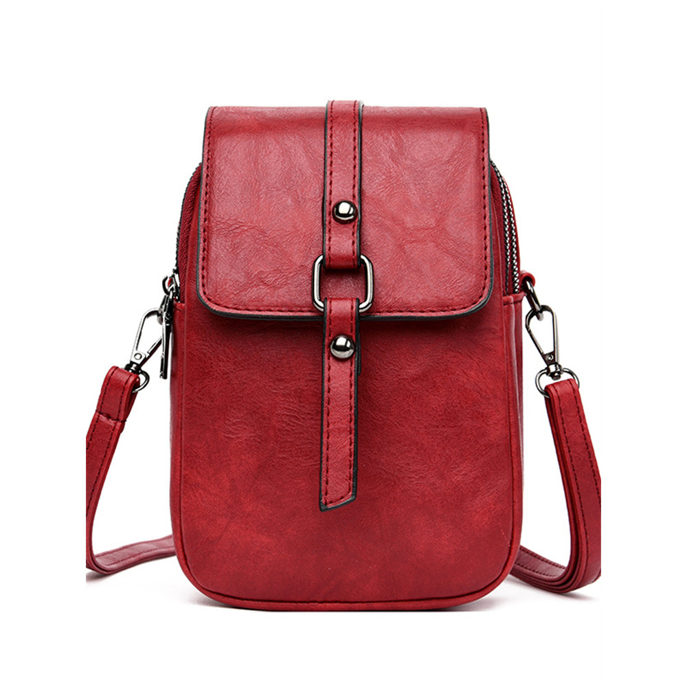 Vintage Studded Buckle Flap Mini Crossbody Bag