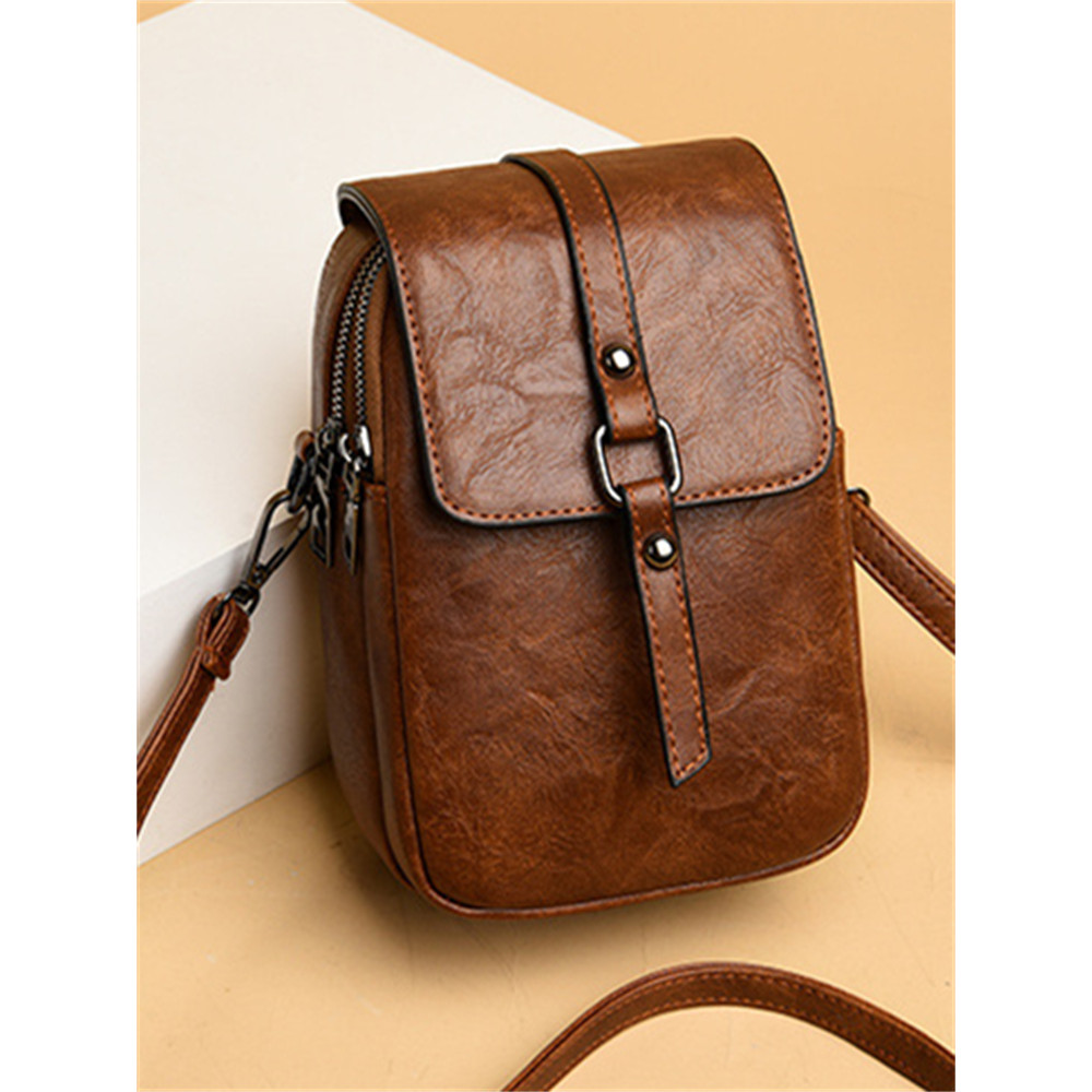 Vintage Studded Buckle Flap Mini Crossbody Bag