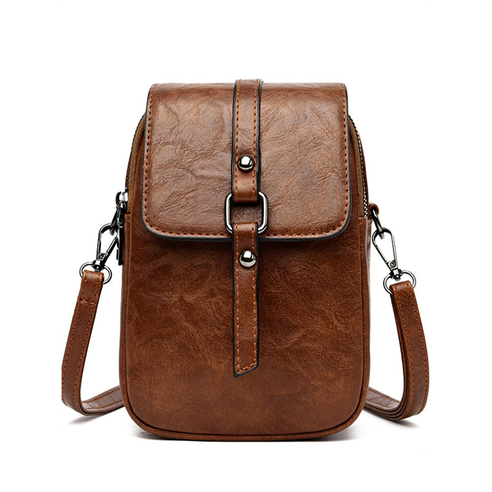 Vintage Studded Buckle Flap Mini Crossbody Bag