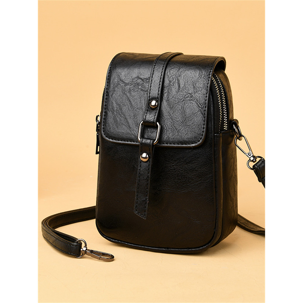 Vintage Studded Buckle Flap Mini Crossbody Bag